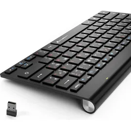 Lacerto Lacerto® | Bilinguale Russisch-Französische Kabellose 2,4 GHz Multimedia AZERTY Tastatur, Clavier sans fil bilingue Français-Russe, Russian-French Wireless Keyboard | BELA-FR568 | Matt Schwarz