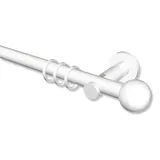 Interdeco GARDINENSTANGE Platon Luino 240 cm (geteilt in 2 x 120 cm), 1-läufig, 20 mm Ø Weiß