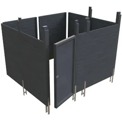 Skan Holz Abstellraum C8 für Carports - Profilschalung schiefergrau
