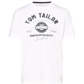 TOM TAILOR T-Shirt mit Label-Print, Weiss, L