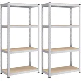 Songmics Lagerregal Stahl 40 x 80 x 160 cm silbern 4 verstellbare Ablagen bis 520 kg belastbar