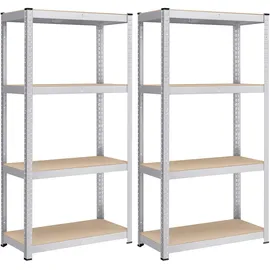 Songmics Lagerregal Stahl 40 x 80 x 160 cm silbern 4 verstellbare Ablagen bis 520 kg belastbar