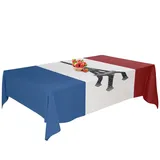 Tischdecke mit französischer Nationalflagge – Partydecke, Wiederverwendbare Küchentischdecke, Gabardine-Polyester-Tischdecke | Geburtstags-Picknick-Feiertags-Dekoration, Verwendung für Dinner-Event