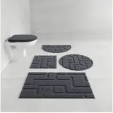 Grund Badematte Riana, Badvorleger, Badezimmer Teppich, sehr weich, Höhe 20 mm, rutschhemmend beschichtet, schnell trocknend, Polyester, rund, Modernes Design mit Linien in Hoch-Tief-Struktur, Made in Europe grau rund | Ø 70 cm x 20 mm