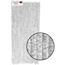 Lemodo Flauschvorhang 90x200cm hellgrau-weiß meliert, Fliegenschutz, Türvorhang Wohnwagen