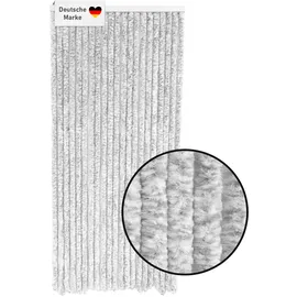 Lemodo Flauschvorhang 90x200cm hellgrau-weiß meliert, Fliegenschutz, Türvorhang Wohnwagen