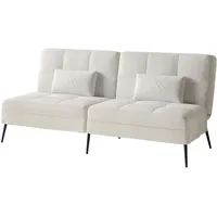 COMHOMA Sofa Schlafsofa mit Schlaffunktion, überzug Futon Klappsofa, Bettcouch, ecksofa, Couch Gästebett, 3-Sitzer Sofa, mit verstellbare Rückenlehne aus Cordstoff Beige