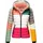 Navahoo Damen Steppjacke leichte Übergangsjacke mit Kapuze im Colourblocking Stil Lulana Multikulti