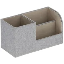 Relaxdays Schreibtisch Organizer, Leinen-Optik, grau