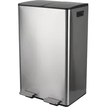 Spirella - Mülltrennsystem Küchenabfalleimer 60L (2x30L) mit Pedal - Modell Aliya - Gebürsteter Edelstahl - Soft-Close-Deckel - Herausnehmbare Inneneimer - Seitliche Griffe - Edelstahl