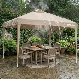 Sekey Faltpavillon 3 x 3 m inkl. 4 Seitenteile Schwarz/Khaki