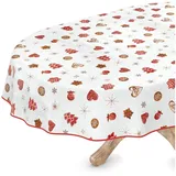 ANRO Tischdecke abwaschbar Oval 140 x 160 cm Weiß