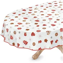 ANRO Tischdecke abwaschbar Oval 140 x 160 cm Weiß