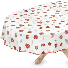 ANRO Tischdecke abwaschbar Oval 140 x 160 cm Weiß