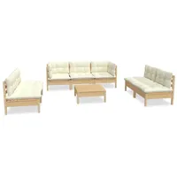 vidaXL Garten-Lounge-Set 8-tlg. creme Kiefer