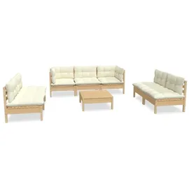 vidaXL Garten-Lounge-Set 8-tlg. creme Kiefer