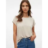 Vero Moda Rundhalsshirt VMLAVA PLAIN SS TOP LUREX STRIPE Viskosemischung, loose fit beige M (38)