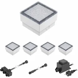 ledscom.de LED Pflaster-Stein Gorgon Boden-Einbauleuchte für außen, 10x10cm, 12V, blau 5er Set