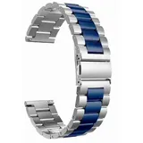 Strap-it Huawei Watch Gt Armband Stahl für Huawei Watch GT 5  - 46mm - Silber/Blau - Butterfly-Verschluss