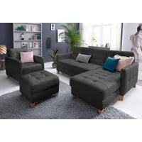 exxpo - sofa fashion Ecksofa Elio, kompakt und komfortabel, bequem und zeitloses Design, L-Form, wahlweise mit Bettfunktion schwarz