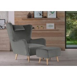 Home Affaire Telford auch in Fellimitat, B/T/H: 77/92/106 cm«, Gr. Samtoptik, incl. Hocker, B/H/T: 77 cm x 106 cm x 92 cm, grau