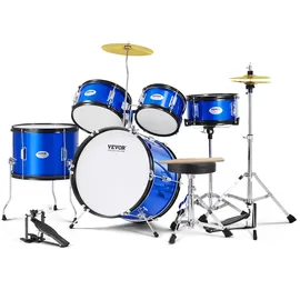 Vevor Schlagzeugset für Kinder, 5-teilig, Anfänger-Schlagzeugset mit Bass-Toms, Snare, Standtrommel, verstellbarem Thron-Becken, Hi-Hat-Pedal und zwei Paar Drumsticks, Schlagzeugset für Kinder, blau