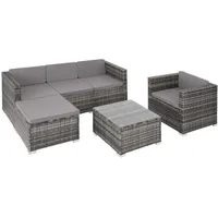 Tectake Lignano Rattan Lounge 6-tlg. Grau