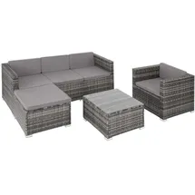 Tectake Lignano Rattan Lounge 6-tlg. Grau