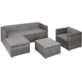 Tectake Lignano Rattan Lounge 6-tlg. Grau