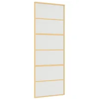 vidaXL Haustür Schiebetür Golden 76x205 cm Matt ESG-Glas und Aluminium (1-St)