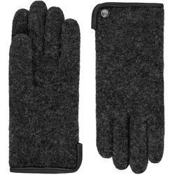 ROECKL Handschuhe Damen Wolle Leder-Paspel Anthracite   