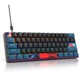 SOLIDEE mechanische Gaming Tastatur 60%,61 Tasten mit Lineare rote Schalter,kabelgebundene mechanische Tastatur mit LED-Hintergrundbeleuchtung,gemischtes Licht kompakte Tastatur(61 Monstor(B))