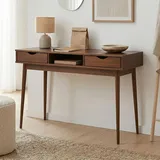 Idimex Schreibtisch Stefano Kastanien farben - Bürotisch mit 2 Schubladen und Fach aus Massivholz, Home Office Tisch, moderner Arbeitstisch