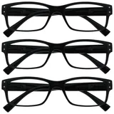The Reading Glasses Company Die Lesebrille Unternehmen 3er-Pack Herren Schwarz Groß Designer Stil Leser Federscharniere RRR11-1 +1,00