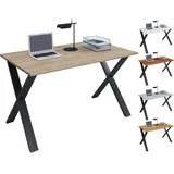 VCM my office Lona Schreibtisch honig-eiche quadratisch, X-Fuß-Gestell schwarz 80,0 x 80,0 cm