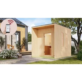 Karibu Laguna inkl. 9 kW Bio-Kombiofen + int. Steuerung + Dachkranz