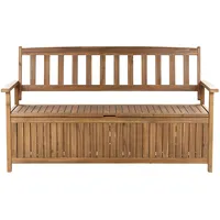 Beliani Gartenbank hellbraunes Akazienholz Stauraum 160 cm Sovana