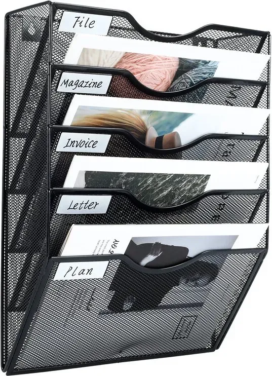 Senhoglb Wand-Aktenhalter A4 mit 5 Fächern, schwarz, Neujahr-Angebot, Top-Geschenkideen