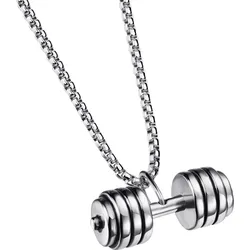 Kette mit Anhänger FIRETTI "Schmuck Geschenk Edelstahl Halsschmuck Halskette Hantel", silber (edelstahlfarben), Halsketten, Damen, Edelstahl, L: 60cm