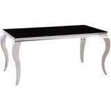 CasaXXl HOOZ Esstisch 180cm Gestell verchromt Glas in 4 schwarz