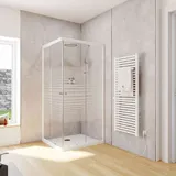 Schulte Home Corner Duschkabine mit Schiebetüren 80 x 180 cm 4 mm ESG Sicherheitsglas Dekor Querstreifen