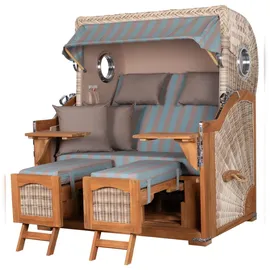 Mr. Deko bene,iving Strandkorb Komplettset Ammersee Grande XL Teak PE shell Modell 520 inkl. Liftersystem