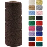MOMAHUA 2mm Braun Makramee Garn, 100m Makramee Baumwollgarn 2mm/3mm, Baumwollkordel Natur, Baumwoll Bastelschnur für Basteln Stricken Boho Deko DIY Handwerk Wandbehang Wohnzimmer Balkon