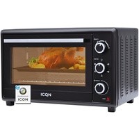 ICQN 50L Minibackofen mit Umluft, 1800 W, Innenbeleuchtung, 5 Kochfunktionen, 60 Min Timer, inkl. Backblech Set, Mini-Öfen
