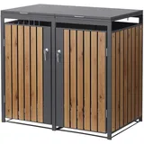 ML-Design Mülltonnenbox 2er 132 x 80 x 116,3 cm anthrazit-eichenoptik