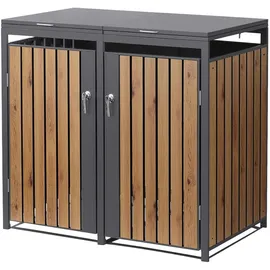 ML-Design Mülltonnenbox 2er 132 x 80 x 116,3 cm anthrazit-eichenoptik