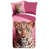 PURE luxury collection Wendebettwäsche »Leona« 3 Stk., tlg. Mikrofaser, Pflegeleicht, Reißverschluss, Wendeoptik, Leopard, rosa, 35009438-0 Rosa