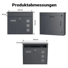Wiltec Briefkasten V12 Anthrazit