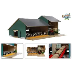Van Manen Kids Globe Farming Kuh Stall mit Werkstatt 1:32 Holz ohne Tiere 610200