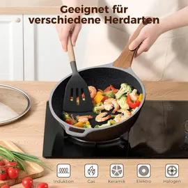 yashe 30 cm tiefe Granit-Bratpfanne mit Deckel